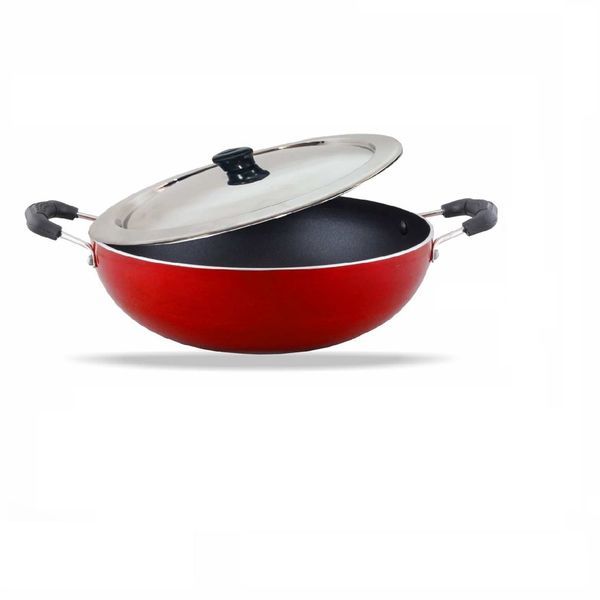 Buy avrang Nonstick Kadai 220 Ss Lid,Red,Iinduction Friendly on EMI