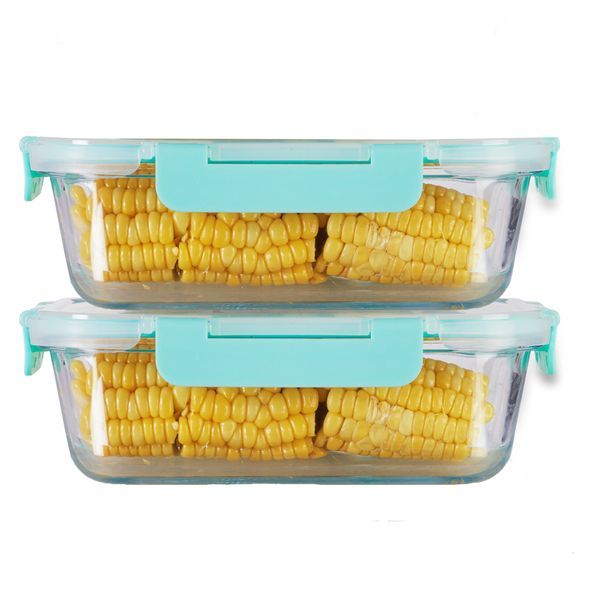 Buy Allo FoodSafe 1040ml Rectangle Glass Food Storage Container with Break Free Detachable Lock | 450C Oven Safe Microwave Safe | High Borosilicate | Leak Proof | Set of 2 on EMI