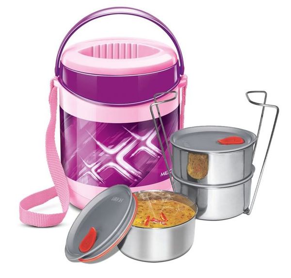 Buy Milton Econa Deluxe 3 Insulated Stainless Steel Lunch Box, (3 Containers), 780 ml, Pink on EMI