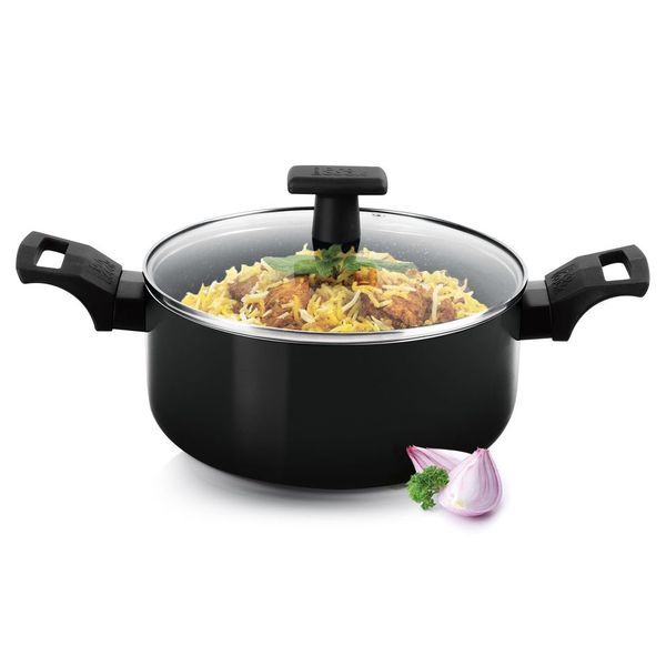 Buy Milton Pro Cook Granito Induction Biryani Pot With Glass Lid, 22 cm, 3.5 Litres, Black | Food Grade | Dishwasher | Flame | Hot Plate Safe on EMI