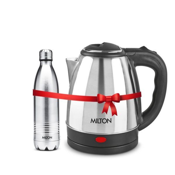 Buy Milton Combo Set Go Electro 1.5 Ltrs Electric Kettle and Duo DLX 500 ml- Silver Thermosteel Hot or Cold Stainless Steel Water Bottle on EMI