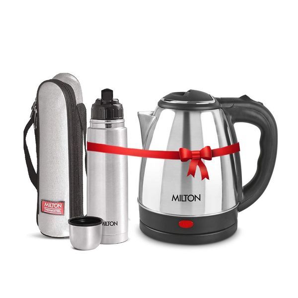 Buy Milton Combo Set Go Electro 1.2 Ltrs Electric Kettle and Flip Lid 500 ml- Silver Thermosteel Hot or Cold Stainless Steel Water Bottle with Jacket on EMI