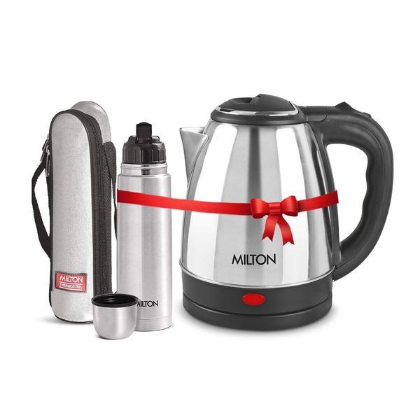 Buy Milton Combo Set Go Electro 2 Ltrs Electric Kettle and Flip Lid 500 ml- Silver Thermosteel Hot or Cold Stainless Steel Water Bottle with Jacket on EMI