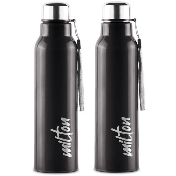 Buy Milton Steel Fit 900 Insulated Inner Stainless Steel Water Bottle, Set of 2, 630 ml Each, Black | Easy Grip | Leak Proof | Hot or Cold | School | Office | Gym | Hiking | Treking | Travel Bottle on EMI