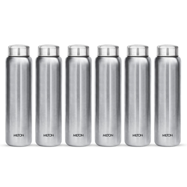 Buy Milton Aqua 1000 Stainless Steel Water Bottle, Set of 6, 950 ml Each, Silver | Leak Proof | Office Bottle | Gym Bottle | Home | Kitchen | Hiking | Treking Bottle | Travel Bottle on EMI