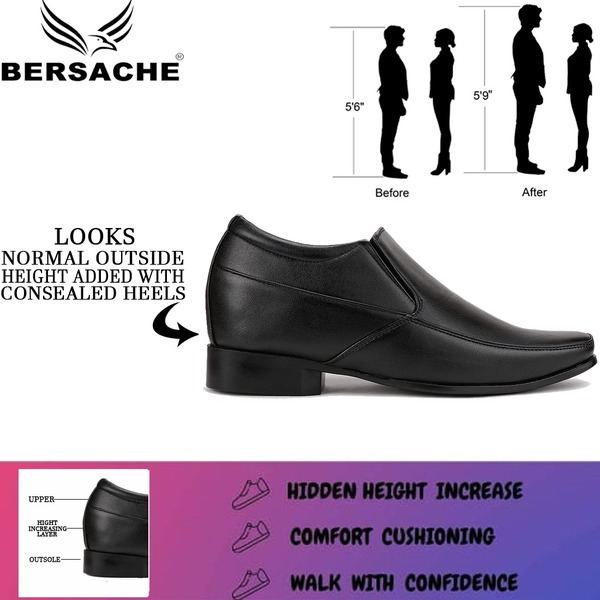 Buy Bersache Men's Hidden Height Increasing 3" Elevator Formal Party Wear ,Derby Shoes For Men (Black) on EMI