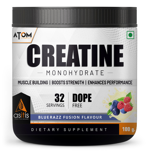 Buy AS-IT-IS ATOM Creatine Monohydrate 100g - 32 Servings | Dope Free | Enhances Performance | Promotes Muscle Gains | Blue razz Flavour on EMI