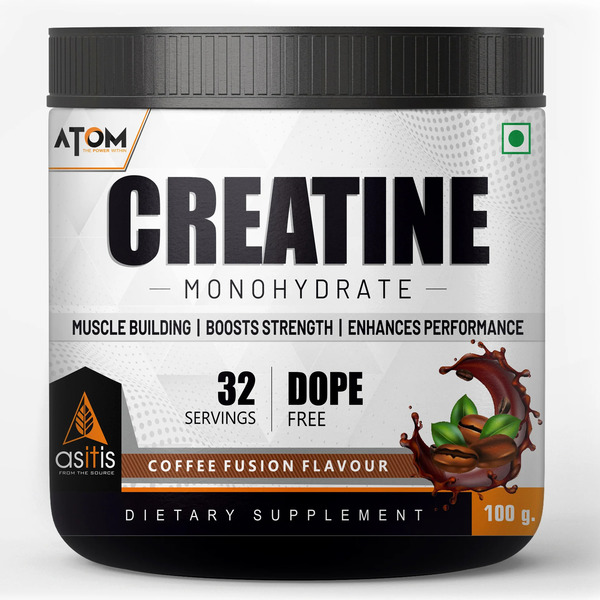 Buy AS-IT-IS ATOM Creatine Monohydrate 100g - 32 Servings | Dope Free | Enhances Performance | Promotes Muscle Gains | coffee fusion Flavour on EMI