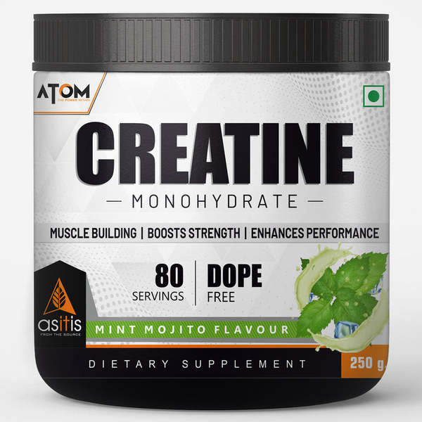 Buy AS-IT-IS ATOM Creatine Monohydrate 250g - 80 Servings | Dope Free | Enhances Performance | Promotes Muscle Gains |Mint mojito Flavour on EMI