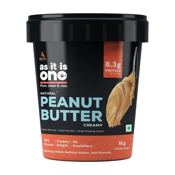 Buy AS-IT-IS ONE High Protein Peanut Butter - Creamy, Rich in Healthy Fats & Fibre I All Natural, Roasted & No Added Sugar, 1Kg on EMI