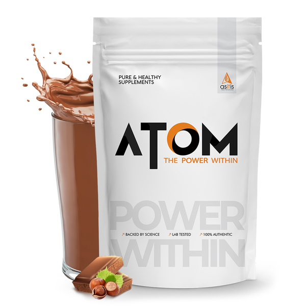 Buy AS-IT-IS ATOM Beginners Whey Protein 1kg | Accelerates Muscle-building | Increases Body Strength | Choco Hazel fusion on EMI