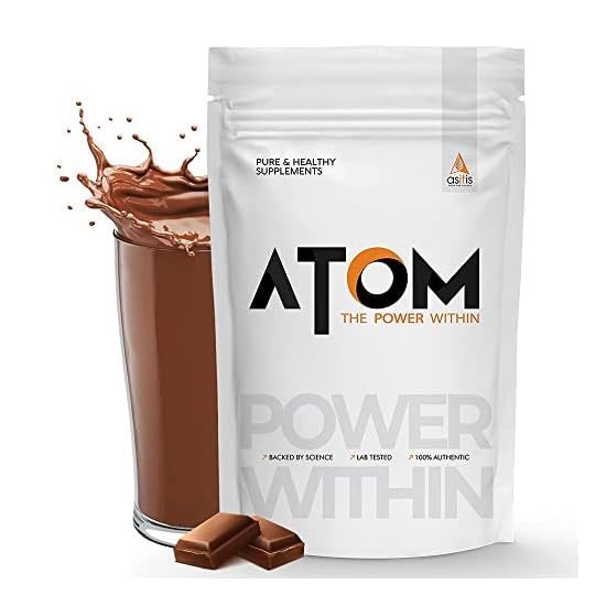 Buy AS-IT-IS ATOM Whey Protein 1kg | 27g protein | Isolate & Concentrate | Choco Hazel Fusion | USA Labdoor Certified | With Digestive Enzymes for better absorption on EMI