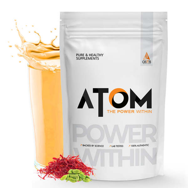 Buy AS-IT-IS ATOM Whey Protein 1kg | 27g protein | Isolate & Concentrate | Kesar Elaichi | USA Labdoor Certified | With Digestive Enzymes for better absorption on EMI