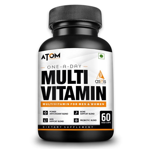 Buy AS-IT-IS ATOM Multivitamin for Men & Women - 60 capsules | 31 Vital Nutrients | Designed as per RDA | Supports Bone & Skin Health | Powerful Antioxidant | With Probiotic Blend on EMI