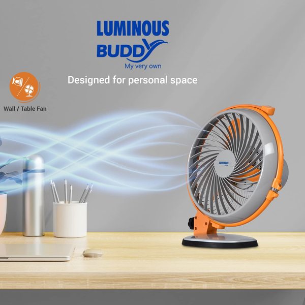 Buy Luminous Buddy Personal 230 mm (9 inch) 3 Blade Wall Fan (Royal Orange) on EMI