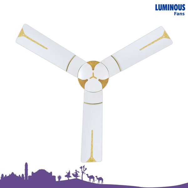 Buy Luminous Jaipur Ghoomar 1200 mm ( 48 inch) 3 Blade Ceiling Fan (Makrana White) on EMI