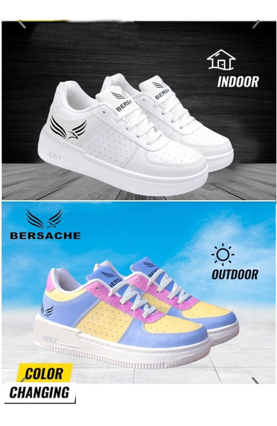 Buy Bersache Lightweight Color Changing Casual Shoes with High Quality Sole | Comfortable Outdoor, Casual, Sneakers, walking, Gym, Training, Daily Wear White Shoes for Women on EMI