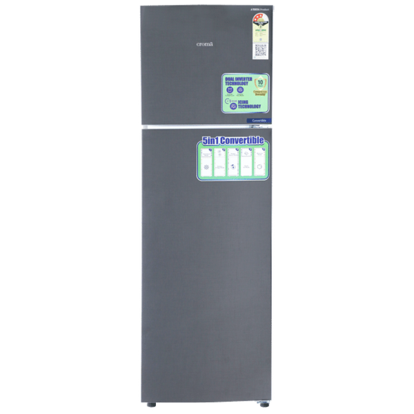 Buy Croma 268 Litres 3 Star Frost Free Double Door Convertible Refrigerator With Dual Inverter Technology (Criss Cross Metalic Grey) 1 Year Warranty- A Tata Product on EMI