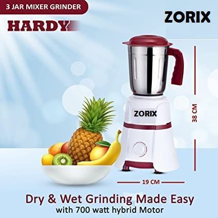 Buy Zorix Mixer Grinder 550 Watts 3 Jar (White, Black) on EMI