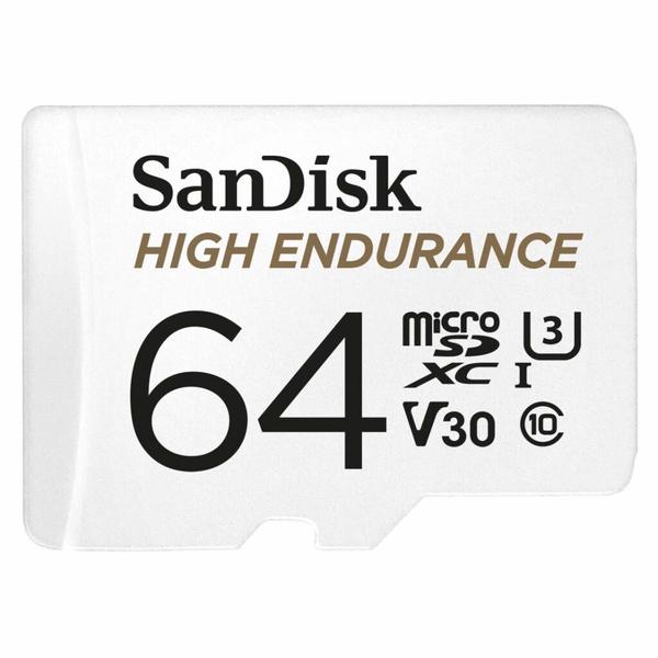 Buy SanDisk 64GB High Endurance Video MicroSDXC Card with Adapter for Dash Cam and Home Monitoring Surveillance Systems - C10, U3, V30, 4K UHD, Micro SD Card - SDSQQNR-064G-GN6IA on EMI