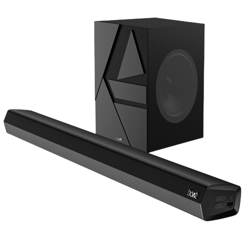 Buy boAt Aavante Bar Quake | 160W RMS boAt Signature Sound, 2.1 Channel Soundbar with Wired Subwoofer, Entertainment EQ Modes, Bluetooth v5.3, USB, AUX, HDMI (ARC) on EMI