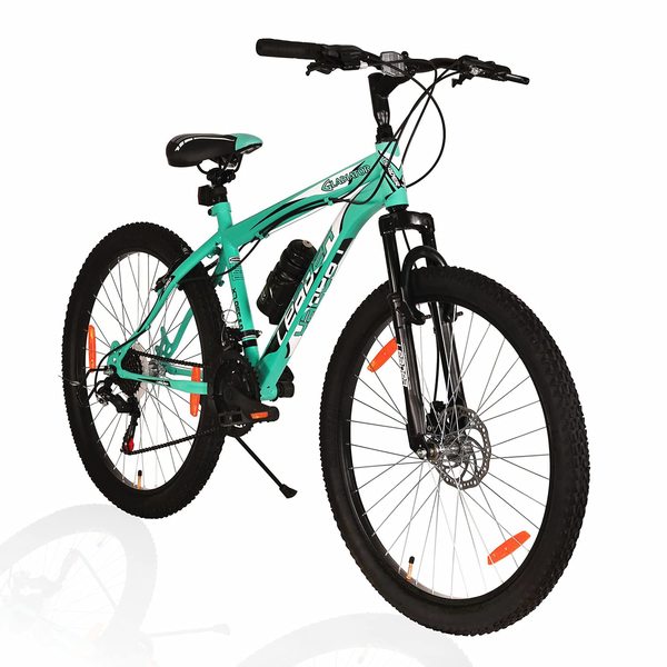 Buy LEADER Gladiator 26tT Multi Speed (21 Speed) Cycle with Front Suspension and Disc Brake 26 T Hybrid Cycle/City Bike (21 Gear, Green, Black) on EMI