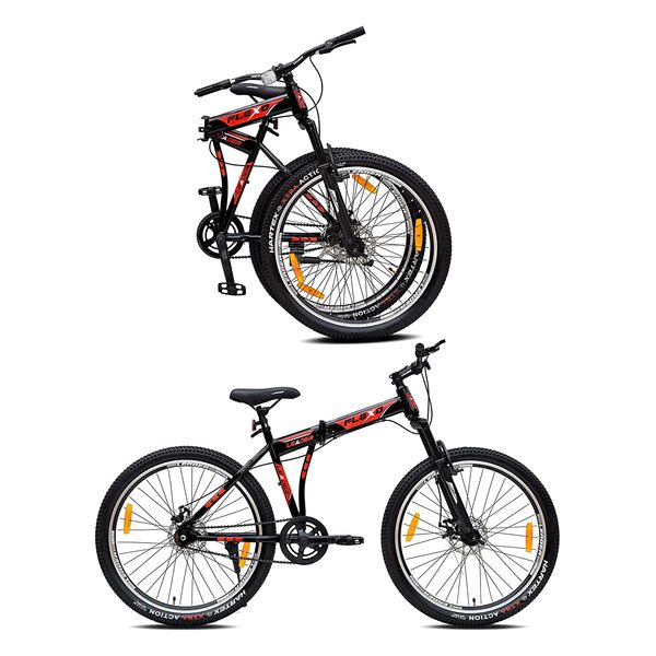 Buy LEADER Flexo 27.5T FS DD Foldable Bicycle without gear single speed 27.5 T Folding Bikes/Folding Cycle (Single Speed, Black) on EMI