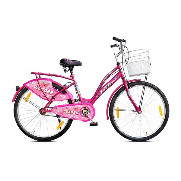 Buy LEADER LadyBird Breeze 26T Bicycle for Girls/Women with Basket and Integrated Carrier 26 T Girls Cycle/Womens Cycle (Single Speed, Pink) on EMI