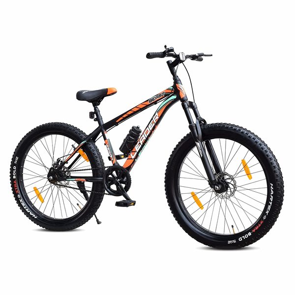 Buy LEADER Beast 26x300 Fat Bike/Cycle with Front Suspension& Dual Disc Brake_Single Speed 26 T Fat Tyre Cycle (Single Speed, Black) on EMI