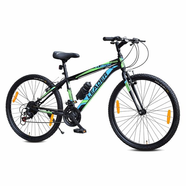 Buy LEADER Fusion 26T Multi Speed (21 Speed) Grear Cycle with Rigid Fork and Power Brake 26 T Hybrid Cycle/City Bike (21 Gear, Black) on EMI