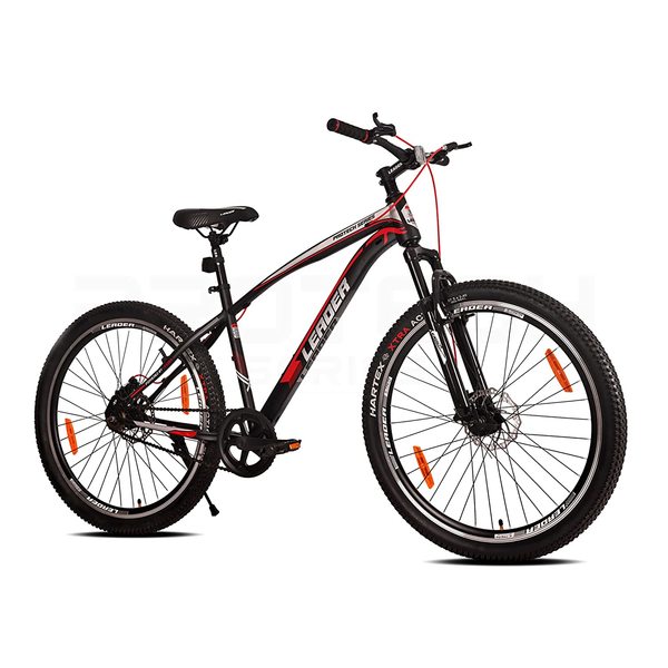 Buy LEADER Brawny 27.5T Single Speed MTB cycle with Dual Disc Brake and Front Suspension 27.5 T Hybrid Cycle/City Bike (Single Speed, Black) on EMI