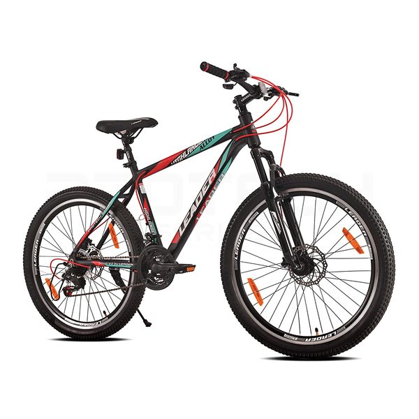Buy LEADER Highlander 26T 21-Speed Alloy MTB cycle with Dual Disc Brake and Front Suspension 26 T Hybrid Cycle/City Bike (21 Gear, Black) on EMI
