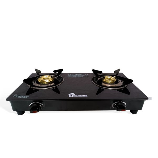 Buy Homeside Cookmate | High efficient Burner gas stove manual ignition | Toughened Glass Glossy Black Top | Nylon Knob | Rust free frame, 1 Year Warranty (Glossy Black) on EMI