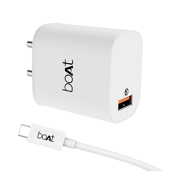 Buy boAt WCD QC3.0 With Type C Cable | Fast Charger with Quick Charge 3.0, Smart IC protection, Spark protection (White) on EMI