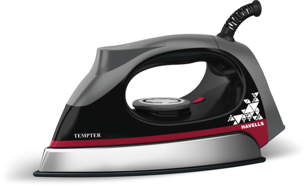 Buy Havells Tempter 1000W Dry Iron with Greblon E2 Grade Non-Stick Coated Sole Plate Aerodynamic Design with Shock proof front 2 Year Warranty Black on EMI