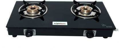 Buy Brightflame 2 Burner Brass  MS Glass Manual Gas Stove -Compact on EMI