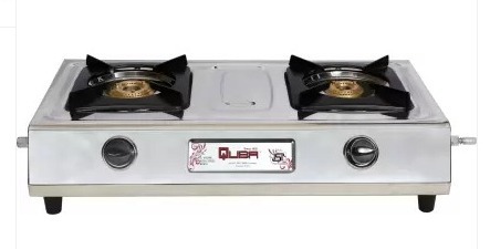 Buy Quba 2 Burner  Sg 102 Ss Manual Gas Stove(Ms Pan Support ) on EMI
