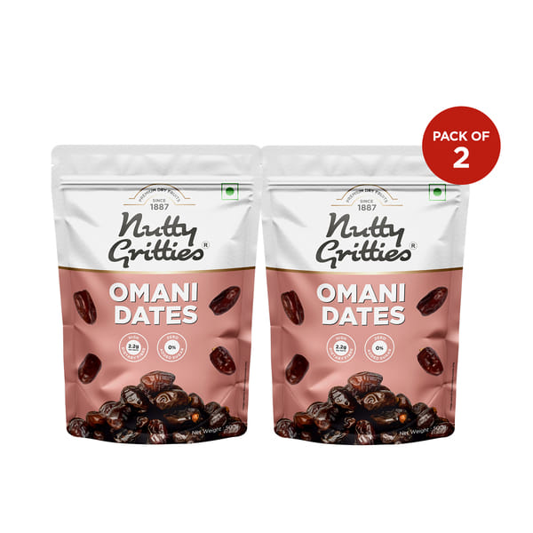 Buy Nutty Gritties Omani Dates, Khajoor - 1kg (2 Pack of 500g each) on EMI