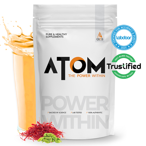 Buy AS-IT-IS ATOM Whey Protein 2kg | 27g protein | Isolate & Concentrate | Kesar Elaichi | USA Labdoor Certified | With Digestive Enzymes for better absorption on EMI