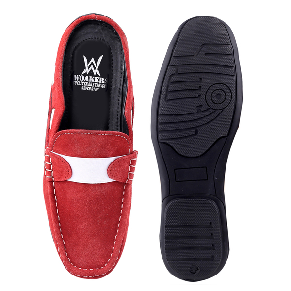 Buy WOAKERS Men's Casual Shoes (Red) on EMI