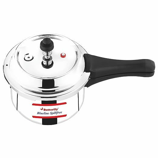 Buy Butterfly Blueline Spillfree SS Outer Lid Stainless Steel Pressure Cooker, 2 L on EMI
