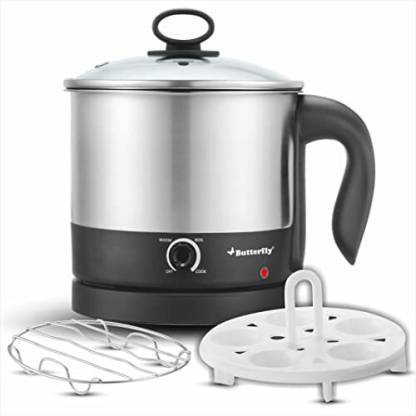 Buy Butterfly Matchless Multi Kettle 1.2 L - 600W with Egg Rack + SS Rack Multi Cooker Electric Kettle  (1.2 L, Silver) on EMI