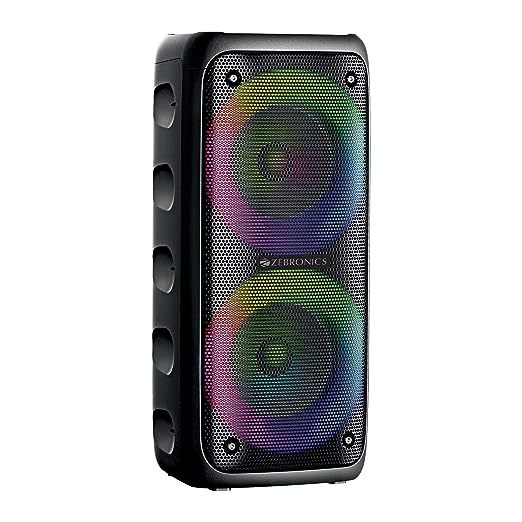 Buy ZEBRONICS Barrel 200 Bluetooth 5.0 Portable Speaker with 40W RMS, TWS, Wired Mic, Karaoke, RGB Lights, Mobile Holder, Dual 6.5" Drivers, Carry Handle and Built-in Rechargeable Battery on EMI