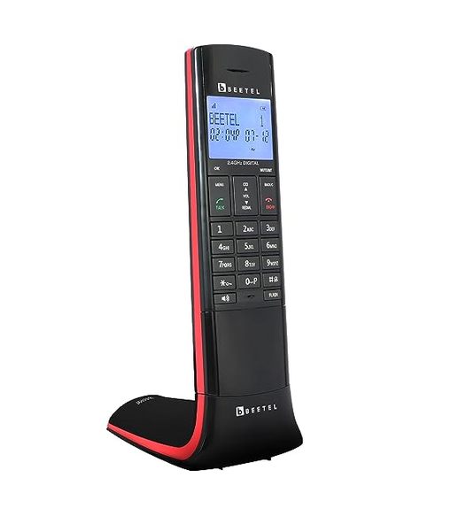 Buy Beetel X95 Designer Cordless landline, Proudly Designed in India, 2.4GHz, Dual Tone, Blue-White LCD, 2-Way Speaker Phone, Ringer & Volume Control, Auto Answer, Alarm (X95)(Black/Red) on EMI