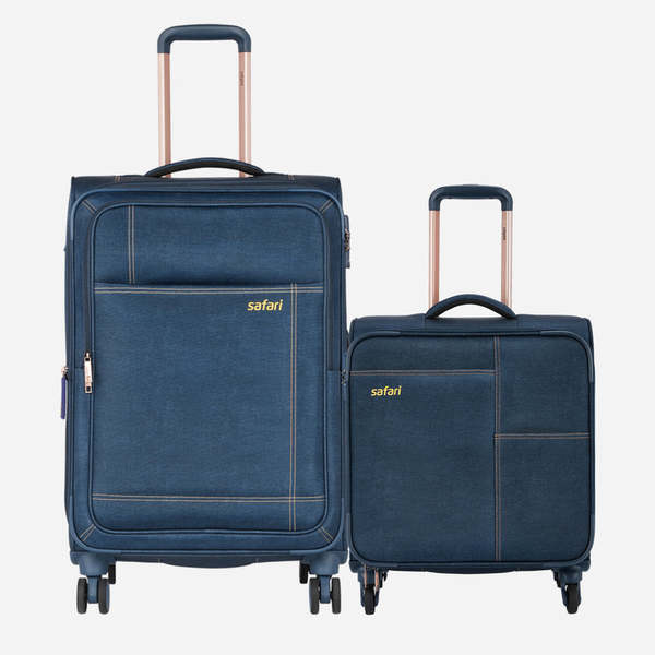 Buy Safari Denim Plus Medium Soft Luggage and Business Trolley Combo Denim on EMI