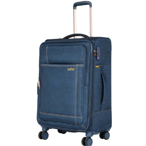 Buy Safari Nylon Denim Plus Soft Luggage And Tsa Lock Dual Wheels (Navy Blue) Cabin ( Size : 59 x 36 x 24 inch) on EMI