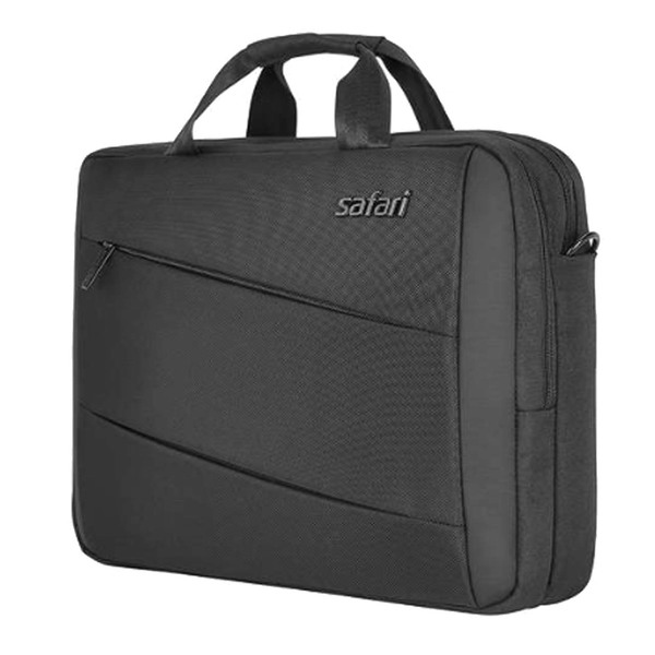 Buy Safari 17 L Polyester Droit Dual Compartment Satchel Bag With Smart Sleeve (Black) (Size: 41 x 33 x 13 cm) on EMI