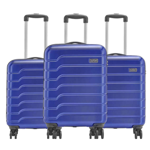 Buy Safari Polycarbonate Ozone Hard Luggage Combo Set (Small, Medium And Large) (Metallic Blue) on EMI
