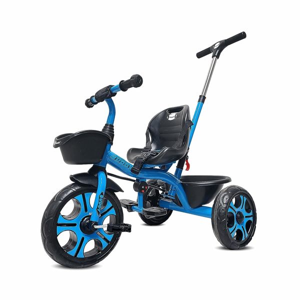 Buy Kidsmate Buddy Plug N Play Kids/Baby Tricycle with Parental Control, Storage Basket, Cushion Seat and Seat Belt for 12 Months to 48 Months Boys/Girls/Carrying Capacity Upto 30 Kgs (Sky Blue) on EMI