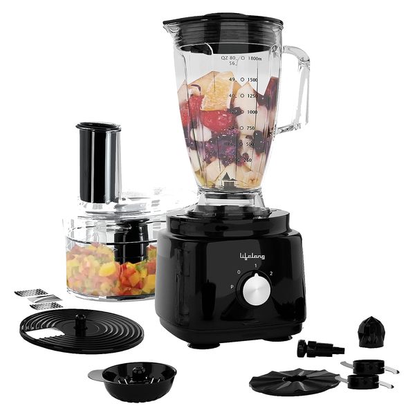 Buy Lifelong LLFPR01 Prozessoren 800 Watts Food Processor with BlenderJar, Accessories, Processing Bowl & Citrus Juicer, (Black) on EMI